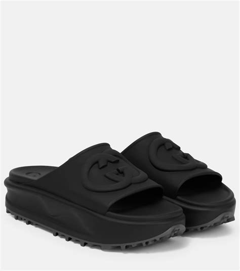 gucci rubber logo slides|Gucci slides clearance.